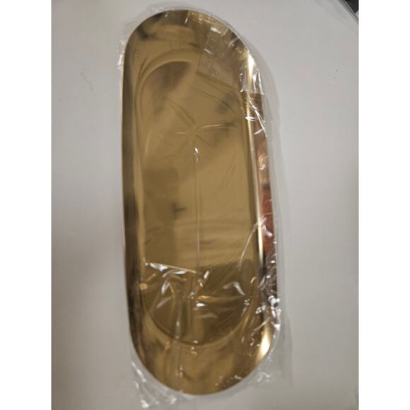 Simple 8.75" Oval Stainless Steel Jewelry Vanity Display Tray Organizer, Gold - Picture 3 of 8